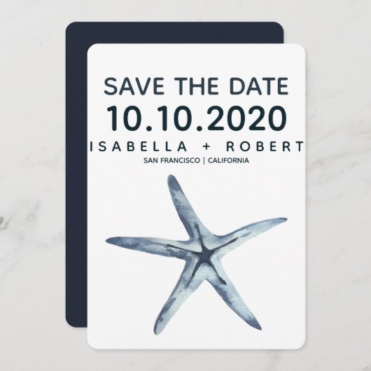 Save The Date L'étoile bleue | Mariage Enregistrer la date (Devant / Derrière)
