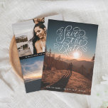 Save The Date Letter les coeurs photo<br><div class="desc">Lettres d'origine accentuées avec le coeur sur la photo fond saigné. Option pour deux autres photos sur le dos ou la personnaliser et modifier comme souhaité.</div>