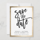 Save The Date lettrage script couple moderne avec bordure faux o (Devant)