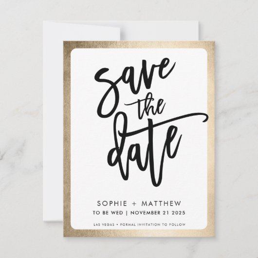 Save The Date lettrage script couple MODERNE avec une bordure fa (Devant)