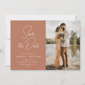 Save The Date lettrage tendance mariage en terre cuite Enregistr (Devant)