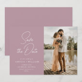 Save The Date lettrage tendance mariage rose poussiéreux Enregis (Devant / Derrière)