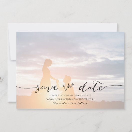 Save The Date Lettré à la main 3 image gris clair (Dos)