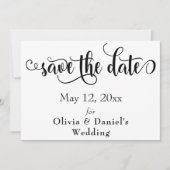 Save The Date Lettres de script fantaisie noir & blanc Enregistr (Devant)