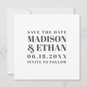 Save The Date Lettres en Gris Gras Moderne Typographie Photo
