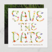 Save The Date Lettres florales Bois rustique Photo Enregistrer l (Devant / Derrière)