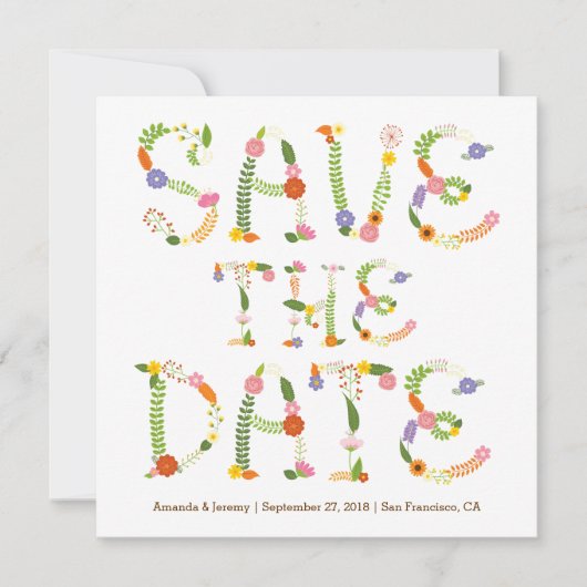 Save The Date Lettres florales Bois rustique Photo Enregistrer l (Devant)