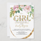 Save The Date Lettres florales or baby shower fille (Devant)