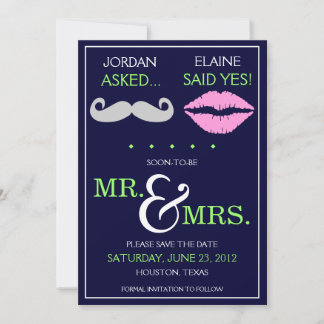 Save The Date Lèvres à Moustache Moderne M. & Mme. Sauvegarder l
