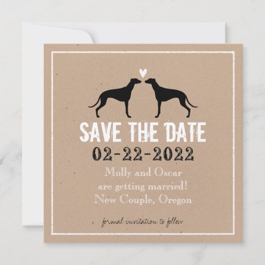 Save The Date Lévrier Mariage Date à Sauvegarder (Devant)