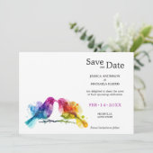 Save The Date LGBTQ+ avec photo Rainbow Lovebirds (Debout devant)