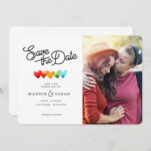 Save The Date LGBTQ - Enregistrer le script de date avec photo (Devant / Derrière)