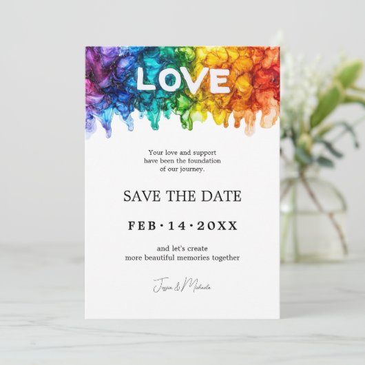 Save The Date 🌈 🐦 LGBTQ Peint Avec mariage D'Amour (Debout devant)