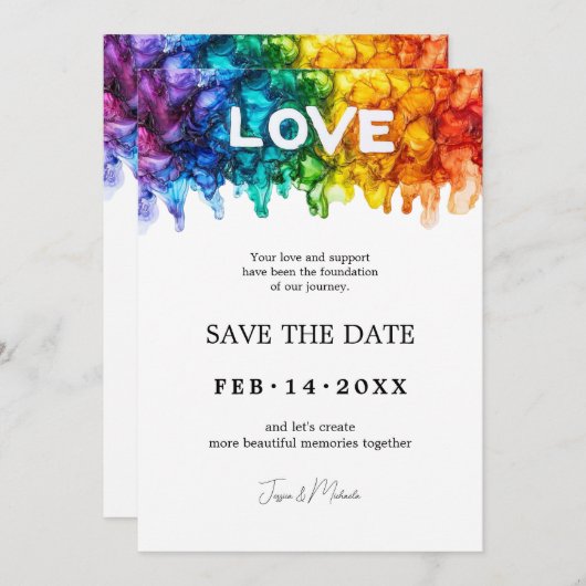 Save The Date 🌈 🐦 LGBTQ Peint Avec mariage D'Amour (Devant / Derrière)