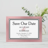 Save The Date LGBTQ Rose Gold Modern Mariage Photo Enregistrer L (Debout devant)