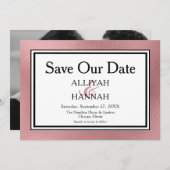 Save The Date LGBTQ Rose Gold Modern Mariage Photo Enregistrer L (Devant / Derrière)