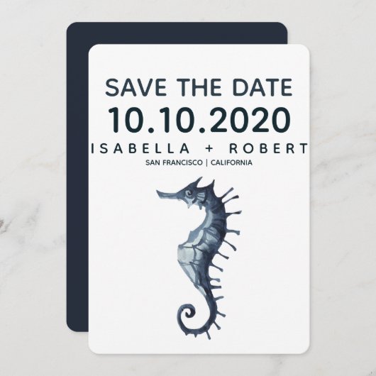 Save The Date L'hippocampe bleu | Mariage Enregistrer la date (Devant / Derrière)