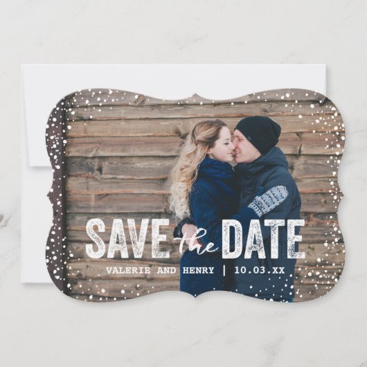 Save The Date L'hiver rustique Enregistrer La Date Pleine Photo (Devant)