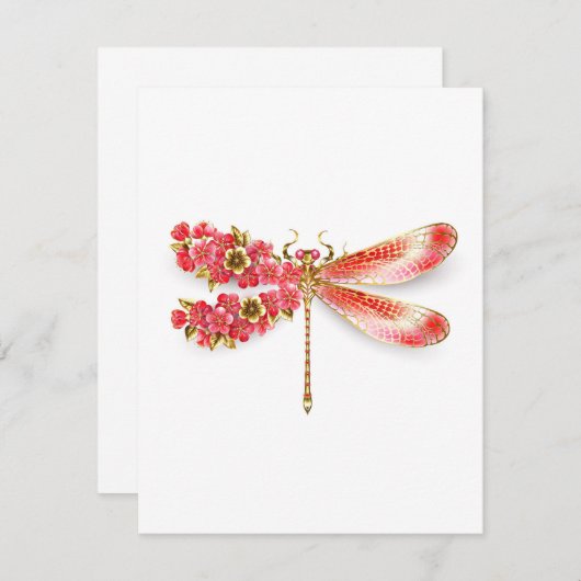 Save The Date libellule de fleurs avec sakura de bijoux (Devant / Derrière)