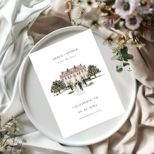 Save The Date Lieu de mariage élégant à l'aquarelle dans une égl