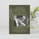 Save The Date Ligne Art Arch Script Mariage photo vert (Debout devant)