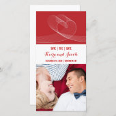 Save The Date Lignes D'Amour De Loopy Blanc Sur Photo Minimalist (Devant / Derrière)