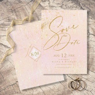 Save The Date Lignes fines Gold Abstrait Mariage Blush ID867