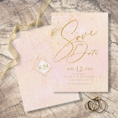 Save The Date Lignes fines Gold Abstrait Mariage Blush ID867