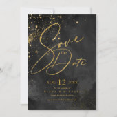 Save The Date Lignes fines Gold Abstrait Mariage noir ID867 (Devant)