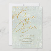Save The Date Lignes fines Gold Abstrait Mariage Sage ID867 (Devant)