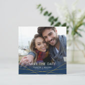 Save The Date Lignes Géométriques Dorées | Enregistrer la Date a (Debout devant)