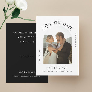 Save The Date Lignes ondulées minimalistes Photo arquée Bohème M