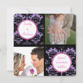 Save The Date Lilac Black Damask Rose Wedding Enregistrer la dat (Dos)