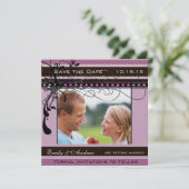Save The Date Lilac Dots and Swirls Mariage Photo Enregistrer la (Debout devant)