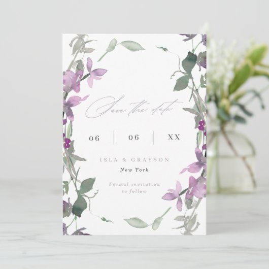 Save The Date Lilac Fleur sauvage Photo Mariage Enregistrer La D (Debout devant)