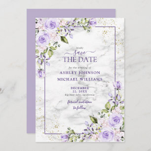 Save The Date Lilac Lavender Gold Géométrique Enregistrer la dat