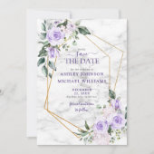Save The Date Lilac Lavender Gold Géométrique Enregistrer la dat (Devant)