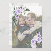 Save The Date Lilac Lavender Vellum Overlay Photo Enregistrer la (Devant / Derrière)