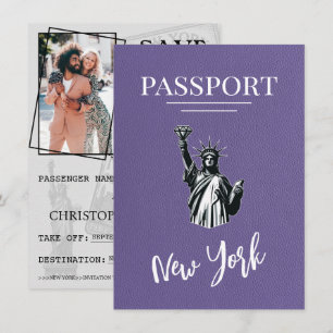 Save The Date Lilac New York City Passeport Enregistrer La Date