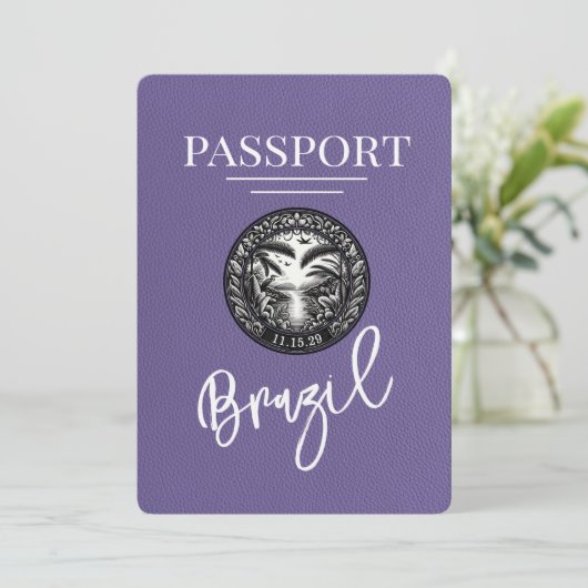 Save The Date Lilac Purple Brésil Passeport Enregistrer La Date (Debout devant)