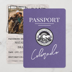 Save The Date Lilac Purple Colorado Passeport Enregistrer La Dat