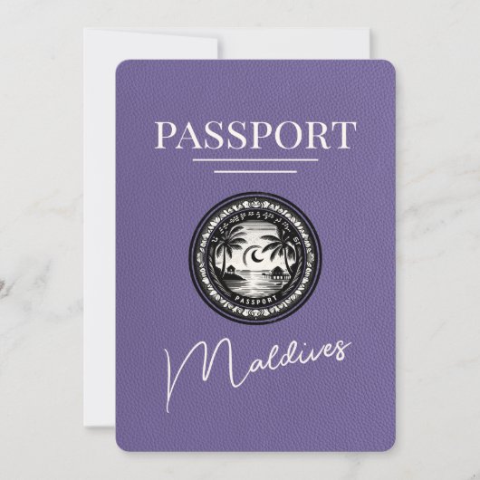 Save The Date Lilac Purple Maldives Passeport Enregistrer La Dat (Devant)