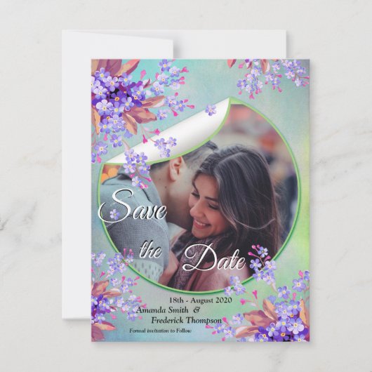 Save The Date Lilac Purple Oubliez-moi-ne pas enregistrer la dat (Devant)