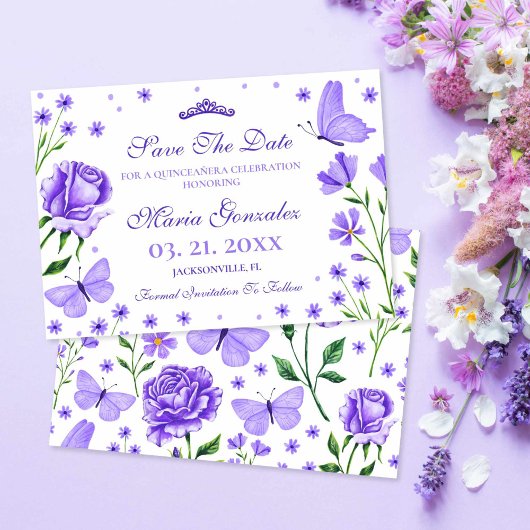 Save The Date Lilac Purple Quinceañera 15ème anniversaire