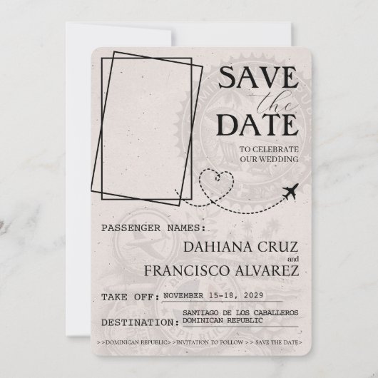 Save The Date Lilac Purple République Dominicaine Passeport (Dos)