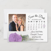 Save The Date Lilac Purple Rose Élégant calendrier de mariage et (Devant)