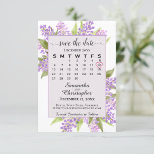 Save The Date Lilacs aquarelle et calendrier Lavender Boho Maria