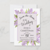 Save The Date Lilacs aquarelle et Mariage de lavande calligraphi (Devant)