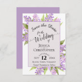 Save The Date Lilacs aquarelle et Mariage de lavande calligraphi (Devant / Derrière)