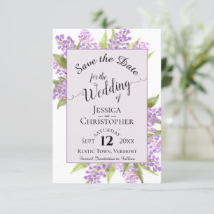 Save The Date Lilacs aquarelle et Mariage de lavande calligraphi